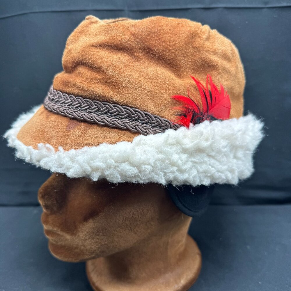 Vintage Sima International German Style Winter Suede Hat Size Medium